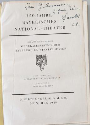 - (Gerhard Laible genannt Amundsen), Von Hand: Widmung; '"[?] G. Amundsen z. freundlich. Erin. Pasetti 28."'. 