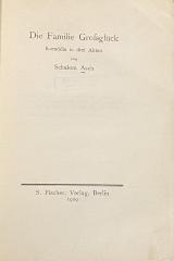 00/6551 : Die Familie Grossglück : Komödie in 3 Akten  (1909)