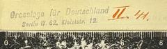 - (Großloge für Deutschland Unabhängiger Orden Bne Briss), Stempel: Name, Ortsangabe; 'Grossloge für Deutschland
Berlin W 62 Kleiststr. 12'. 