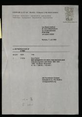 - (Schwabe & Co. AG, Muttenz), Post: Preis; 'Leo Baeck Institute
M. Ronn Bibliothekarin
33, Bustenaistrasse
POB 8298
Jerusalem 93229

Muttenz, 7. Juli 1999
LIEFERSCHEIN
3-7965
Anzahl	ISBN	Titel
1	1140-6	Kury Patrick
javascript
Copy code
                *Man akzeptierte uns nicht, man tolerierte uns!*  
                Ostjudenmigration nach Basel 1890-1930  
                1998. 152 Seiten. Broschiert.  
                Fr. 49.-- / DM 56.-- / ÖS 409.--                                     
Mit freundlichen Grüssen
Schwabe & Co. AG, Muttenz
Verlagsauslieferung
1 - 3
8 usw'. 