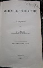 Cc 5 b: Neuhochdeutsche Metrik. Ein Handbuch. (1902)