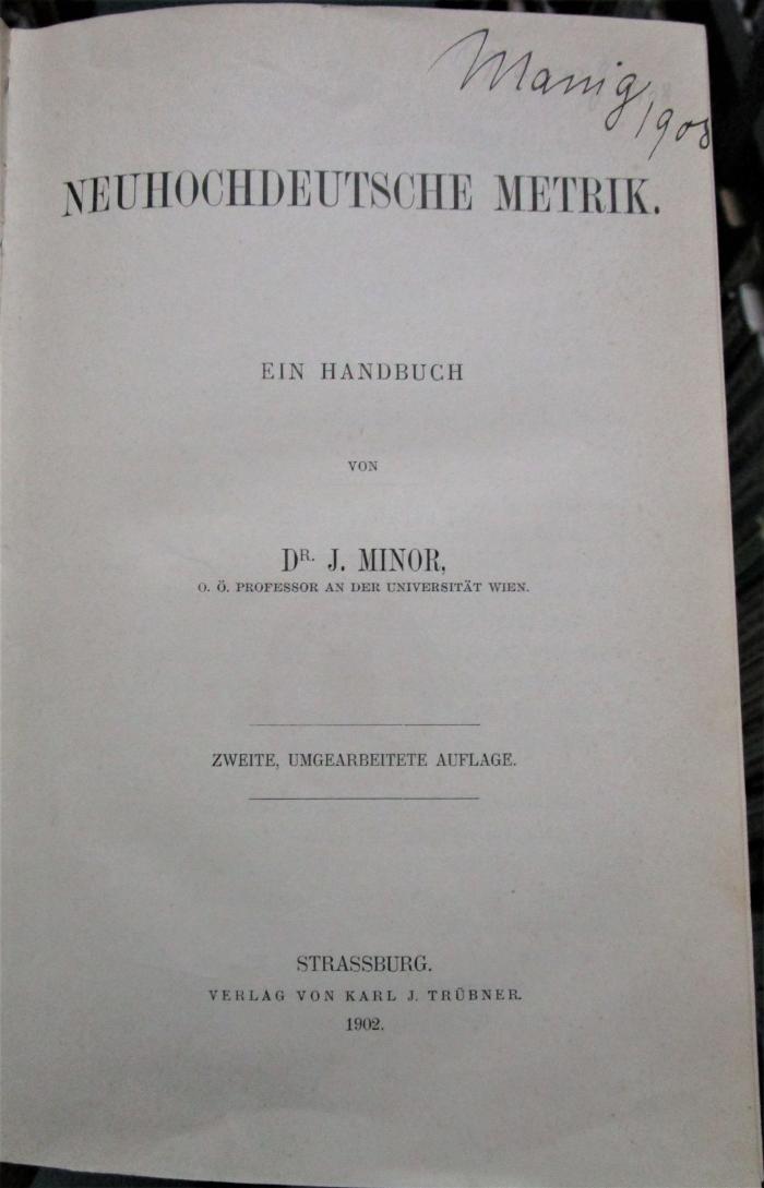 Cc 5 b: Neuhochdeutsche Metrik. Ein Handbuch. (1902)