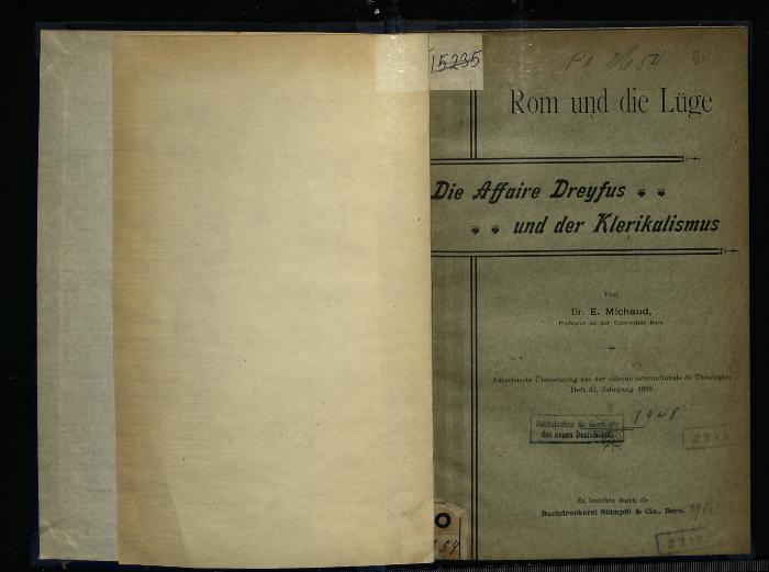 JUD III H 476 : Rom und die Lüge: Die Affaire Dreyfus und der Klerikalismus (1899)