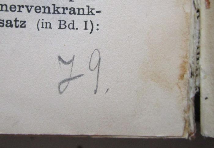 Kk 419 c: Die seelische Krankenbehandlung (Psychotherapie) : Ein Grundriss für Fach- und Allgemeinpraxis (1922);- (unbekannt), Von Hand: Nummer; '79.'. 