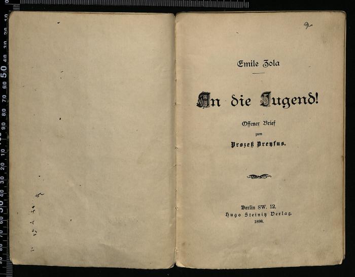 JUD III H 90 898 : An die Jugend! Offener Brief zum Prozess Dreyfus (1898)