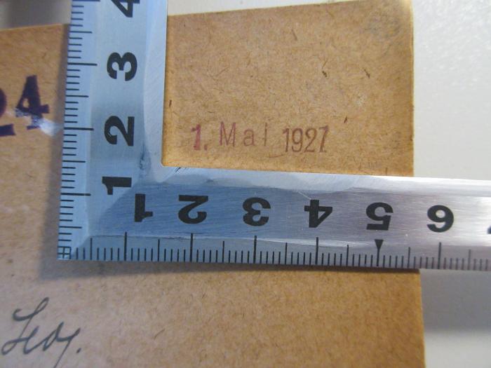 - (Kovačič, Leo), Stempel: Datum; '1. Mai 1927'. 