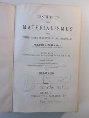 10 Cc 30/1&lt;8&gt; : Geschichte des Materialismus und Kritik seiner Bedeutung in der Gegenwart.
1. Buch: Geschichte des Materialsimus bis auf Kant. (1908)