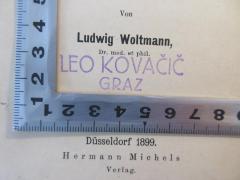 - (Kovačič, Leo), Stempel: Name, Ortsangabe; 'Leo Kovačič Graz'.  (Prototyp)