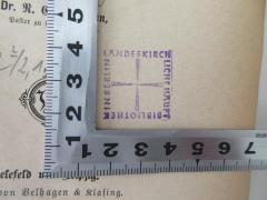 - (Landeskirchliche Hauptbibliothek in Berlin), Stempel: Emblem, Name, Ortsangabe; 'Landeskirchliche Hauptbibliothek in Berlin'.  (Prototyp)