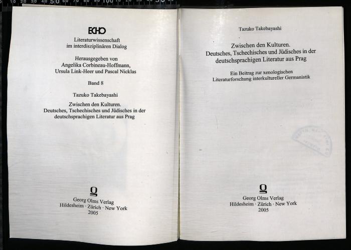 JUD III E 06 85 : Zwischen den Kulturen. Deutsches, Tschechisches und Jüdisches in der deutschsprachigen Literatur aus Prag (2005)