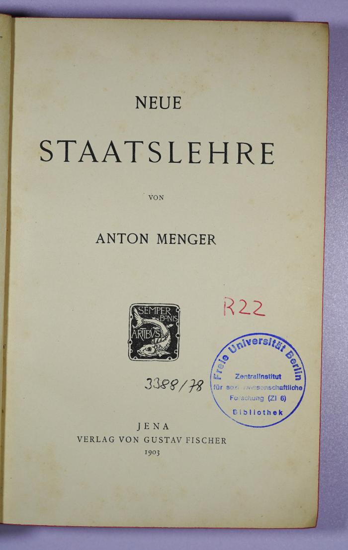 R 22 Men : Neue Staatslehre (1903)