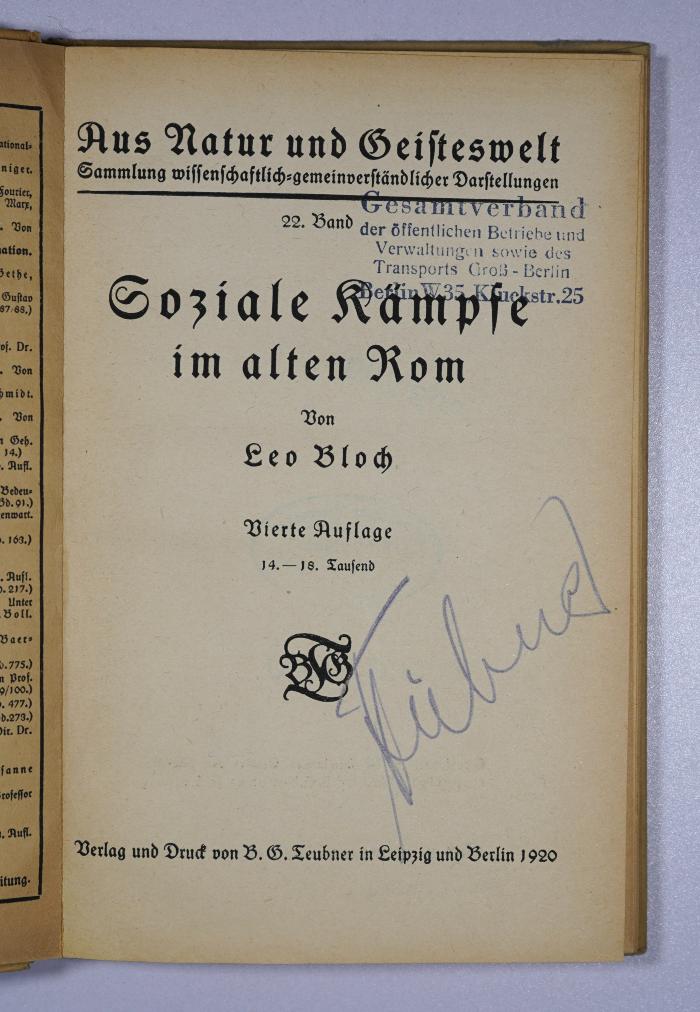 SA 271&lt;4&gt; : Soziale Kämpfe im alten Rom. (1920)