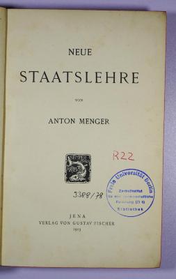R 22 Men : Neue Staatslehre (1903)