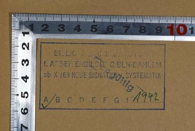 SA 829a : Werben und Werden. Geschichte und System der gewerkschaftlichen Agitation
 (1914);- (Bibliothek des Instituts für Arbeiterbildung Berlin-Dahlem;Institut für Arbeiterbildung Berlin-Dahlem), Stempel: Name, Berufsangabe/Titel/Branche, Signatur; 'Bibliothek d. Instituts f. Arbeiterbildung BLN-Dahlem
ab X/69 Neue Signatur u. Systematik
A 1942'. 