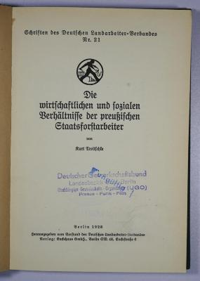 SA 896 : Die wirtschaftlichen und sozialen Verhältnisse der preußischen Staatsforstarbeiter (1928)