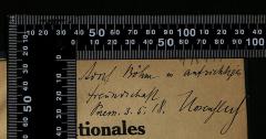 -, Von Hand: Besitzwechsel: Schenkung; 'Adolf Böhm in aufrichtiger Freundschaft, Brünn 3.5.18, Rosenfeld'