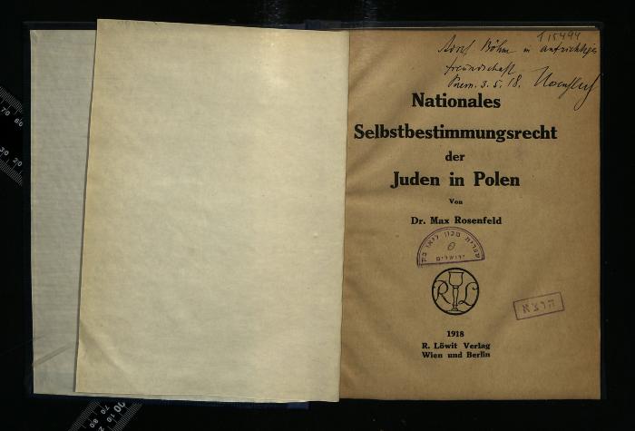 JUD III B 5491 : Nationales Selbstbestimmungsrecht der Juden in Polen (1918)