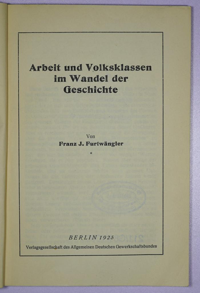 SA 1146 : Arbeit und Volksklassen im Wandel der Geschichte (1925)