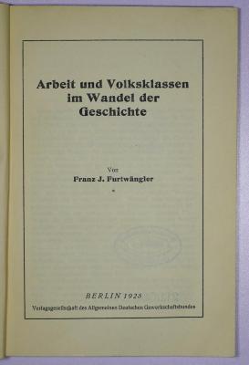 SA 1146 : Arbeit und Volksklassen im Wandel der Geschichte (1925)