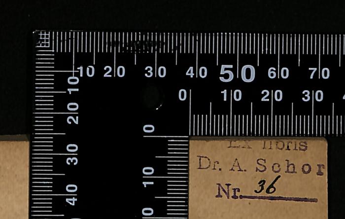 -, Stempel: Exemplarnummer; 'EX libris
Dr. A. Schor
Nr. 36'