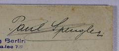 - (Spengler, Paul), Von Hand: Autogramm, Name; 'Paul Spengler.'. 