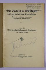 SA 1307-2 : Die Technik in der Urzeit und auf primitiven Kulturstufen : Nahrungsbeschaffung und Ernährung. (1919)