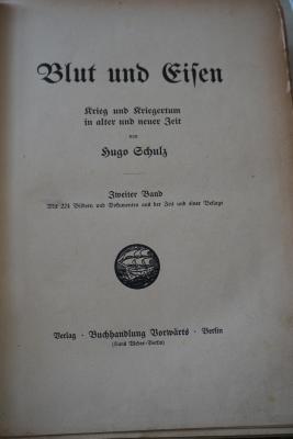 1933 B 3244-2  (Slg. Sozialistica): Blut und Eisen: Krieg und Kriegertum in alter und neuer Zeit (1907)