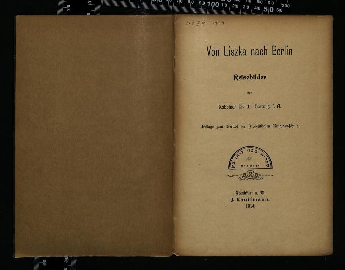 JUD III B 1799 : Von Liszka nach Berlin: Reisebilder (From Liszka to Berlin: Travel Pictures) (1914)