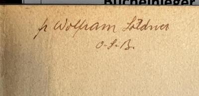 - (Söldner, Wolfram), Von Hand: Name; 'fr. Wolfram Söldner O.S.B.'. 