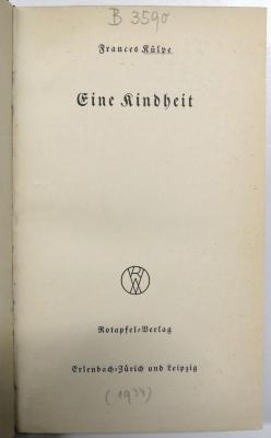 B 3590 : Eine Kindheit (1934)