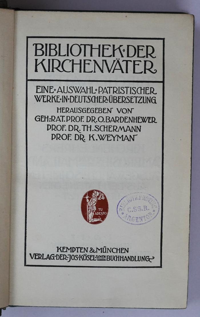 BO 1160 B582-1,32+3 : Des heiligen Kirchenlehrers Ambrosius von Mailand Pflichtenlehre und ausgewählte kleinere Schriften (1917)