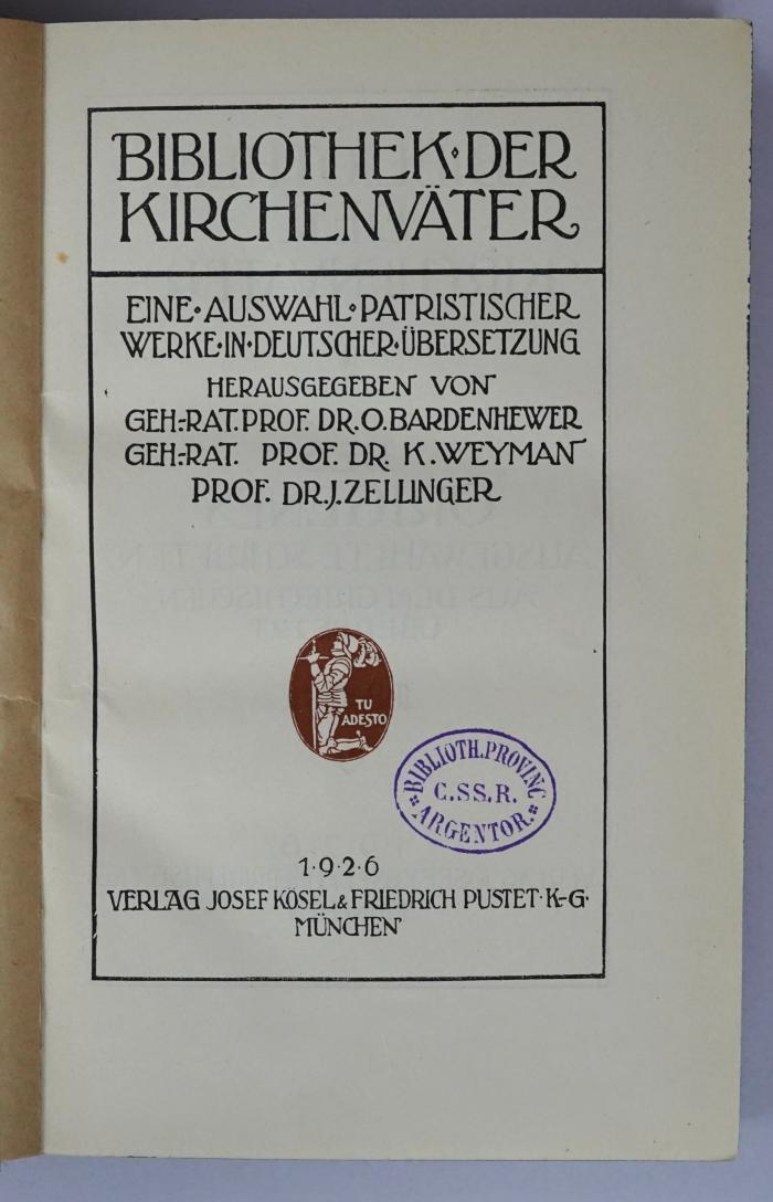 BO 1160 B582-1,52+3 : Des Origenes acht Bücher gegen Celsus (1926)