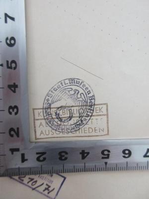 - (Staatliche Museen Berlin - Staatliche Kunstbibliothek),  'Staatl. Museen Berlin - Staatl. Kunstbibliothek
Kunstbibliothek
Als Dublette ausgeschieden'.  (Prototyp)