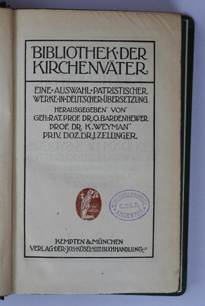BO 1160 B582-1,37+3 : Des heiligen Ephräm des Syrers ausgewählte Schriften (1919)