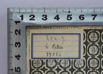 BO 1160 B582-1,53+3 : Des Origenes acht Bücher gegen Celsus;- (Biblioth. Provinc Argentor. C.SS.R.), Etikett: Signatur; '8 a - 7
h. Patres
27056'. 