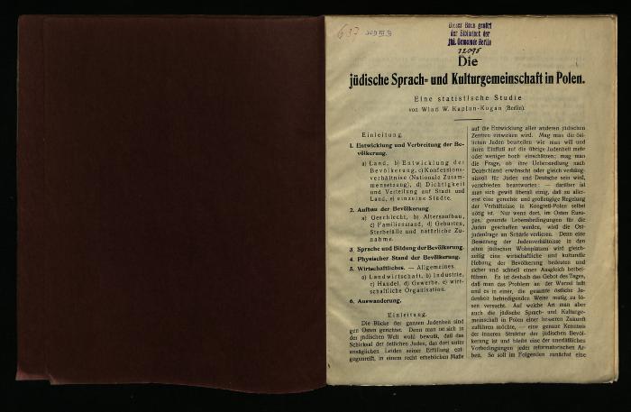 JUD III B 637 : Die jüdische Sprach- und Kulturgemeinschaft in Polen