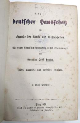 A 3049 (2) : Neuer deutscher Hausschatz für Freunde der Künste und Wissenschaften. II. Theil, Literatur (1866)