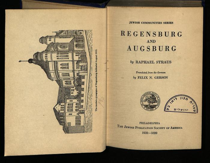 JUD II F8 2765 : Regensburg and Augsburg (1939)