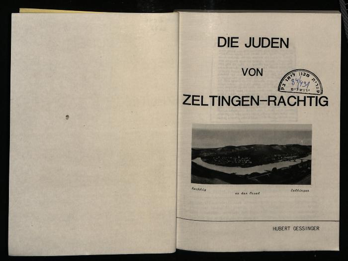 JUD II F8 6525 : Die Juden von Zeltingen-Rachtig
