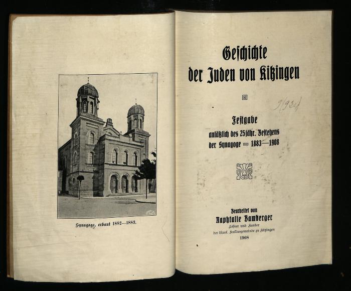 JUD II F8 1850 : Geschichte der Juden von Kitzingen (1908)