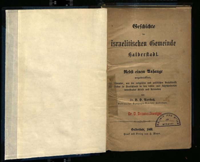 JUD II F8 1755 : Geschichte der israelitischen Gemeinde Halberstadt (1866)