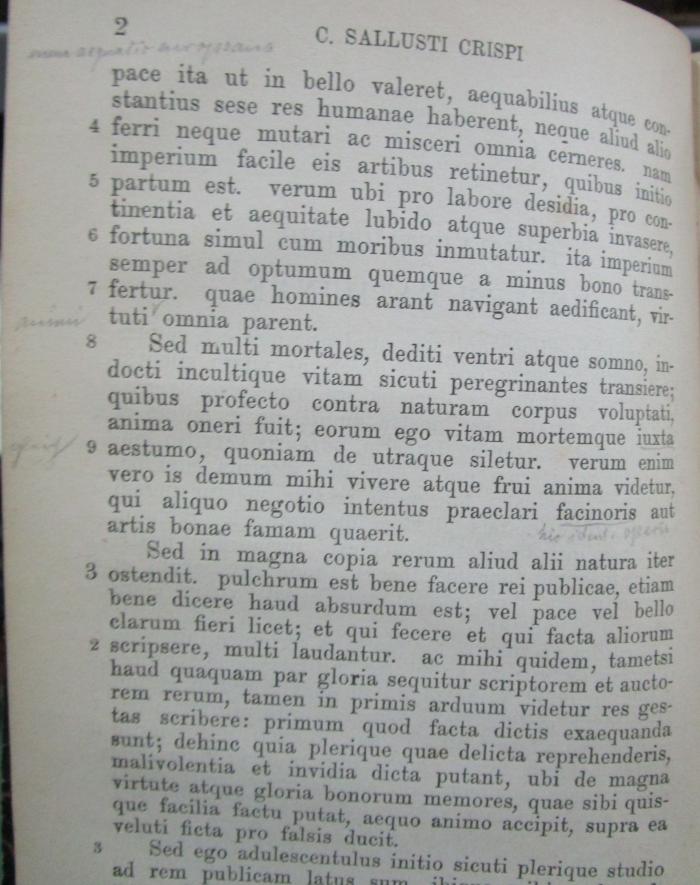 Aa 1468: C. Sallusti Crispi Catilina, Iugurtha: ex Historiis orationes et epistulae (1891);- (unbekannt), Von Hand: Annotation. 