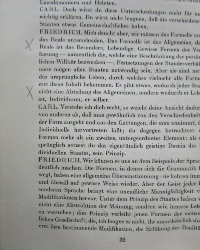 Aa 1464: Politisches Gespräch (1924);- (unbekannt), Von Hand: Annotation; 'x
x'. 