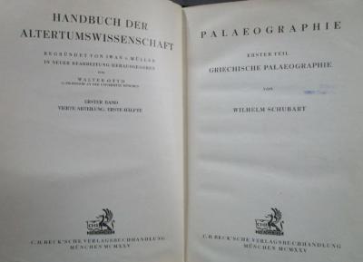 Aa 1463 1: Palaeographie : Erster Theil - Griechische Palaeographie (1925)
