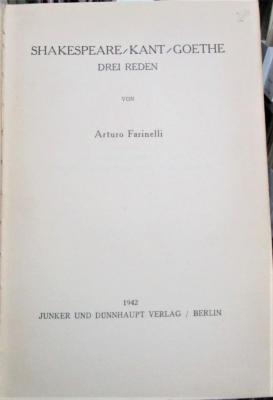 Ca 207: Shakespeare, Kant, Goethe : Drei Reden  (1942)