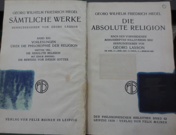 Hk 4: Die absolute Religion (1929)