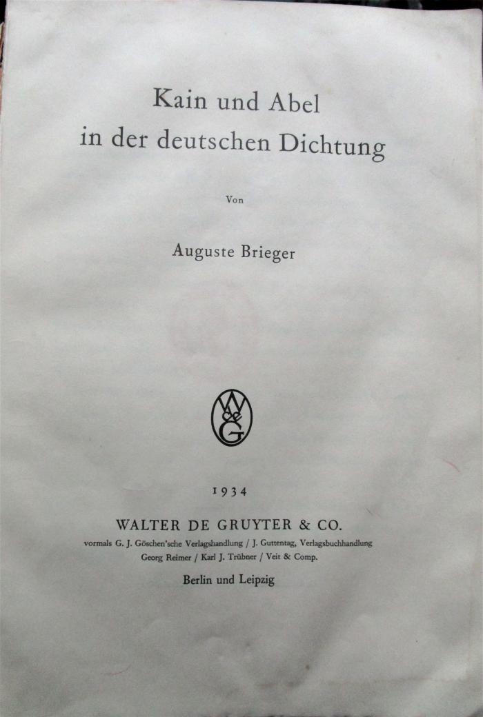 Cc 121: Kain und Abel in der deutschen Dichtung (1934)