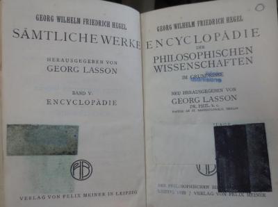 Hk 4 c 5: Encyclopädie der philosophischen Wissenschaften im Grundrisse (1923)