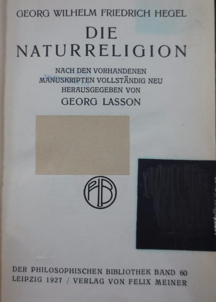 Hk 4 13 1 2.Ex.: Die Naturreligion (1927)