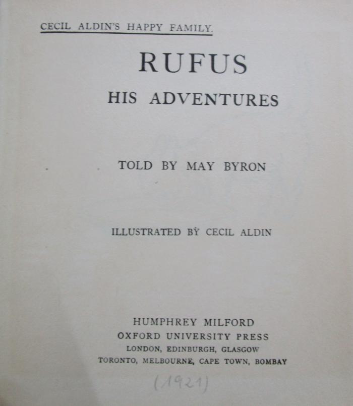 Cw 156: Rufus : his adventures (1921)